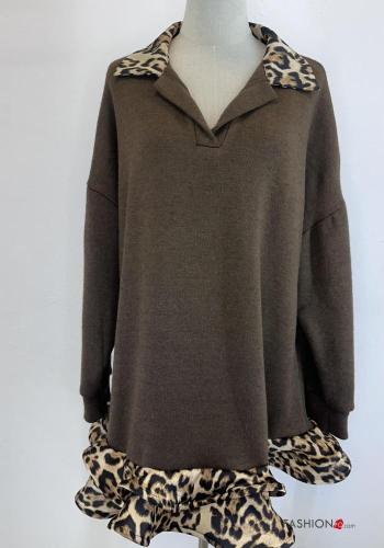 Abito maniche lunghe con colletto Fantasia animalier - ph 1