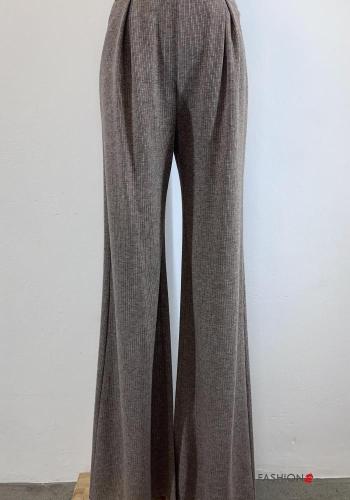 high waist Trousers with pockets with elastic - ph 1