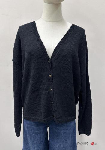 Cardigan in Cotone maniche lunghe con bottoni scollo a V