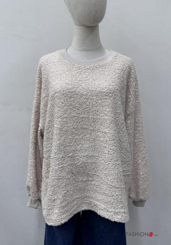long sleeve crew neck Sweater with sequins - ph 1