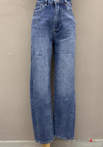 denim Cotton Jeans with buttons with zip with pockets - ph 1