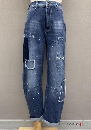 Jeans in Cotone denim con tasche con bottoni con zip - ph 1