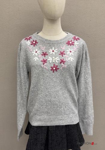 Floral long sleeve crew neck Sweater - ph 1