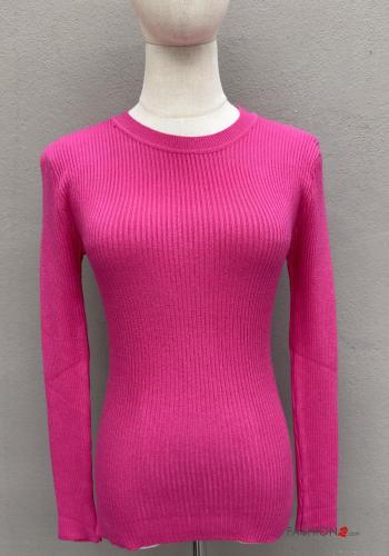 Maglione maniche lunghe costine girocollo