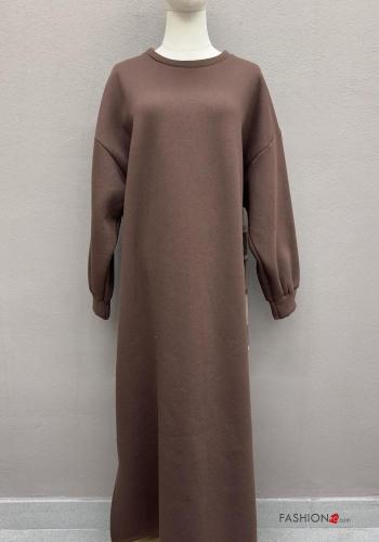 Abito in Cotone lungo maniche lunghe girocollo Fantasia tartan - ph 1