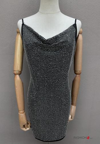 backless mini sleeveless adjustable Dress with rhinestones
