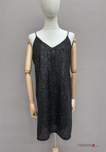 Abito corto senza maniche scollato sulla schiena con paillettes scollo a V - ph 1