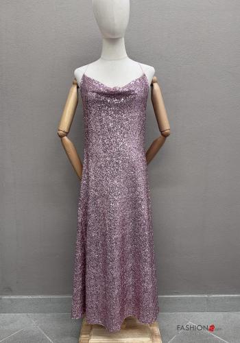 sleeveless backless Dress with sequins plunging neckline - ph 1