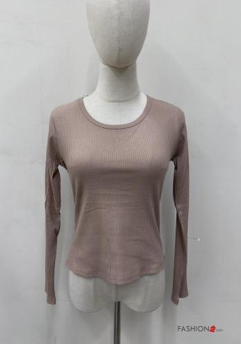 Maglietta a manica lunga in Cotone costine girocollo - ph 1