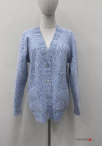 long sleeve Cardigan with buttons with rhinestones with v-neck - ph 1
