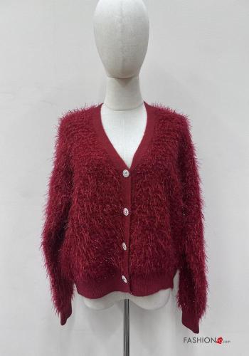 lurex long sleeve Cardigan with v-neck with rhinestones - ph 1