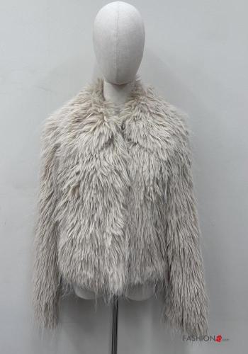 long sleeve with collar faux fur Jacket - ph 1