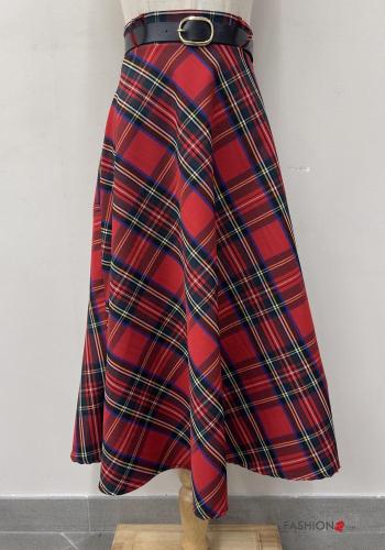 Gonna vita alta Fantasia tartan con cintura - ph 1