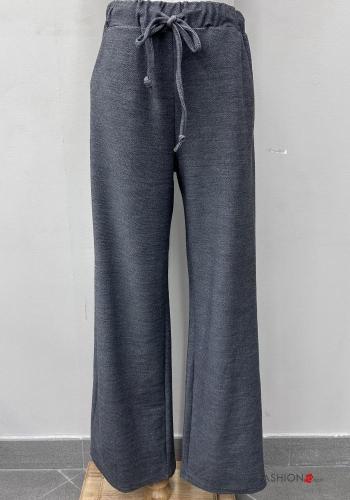 Pantalone sportivo wide leg con tasche con coulisse