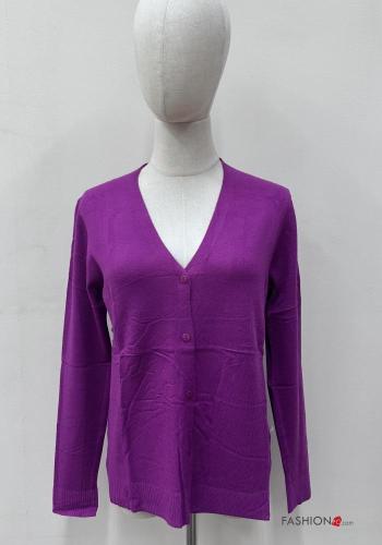 Cardigan maniche lunghe con bottoni scollo a V