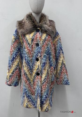 Giacca in Lana maniche lunghe Fantasia geometrica con bottoni