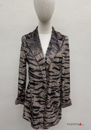 Animal print Blazer with buttons with lining with pockets