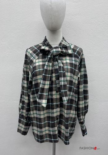 Tartan Cotton Shirt with buttons with bow - ph 1