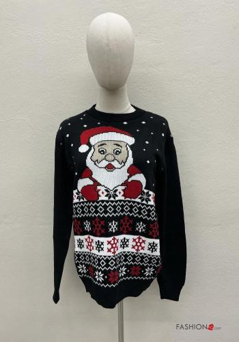 Maglione in Misto Lana maniche lunghe girocollo Fantasia natalizia