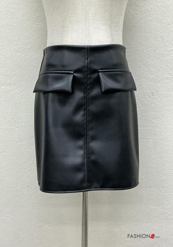 Minigonna ecopelle con zip