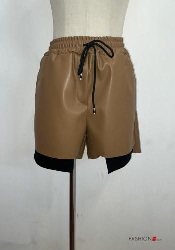 faux leather Shorts with pockets with elastic - ph 1