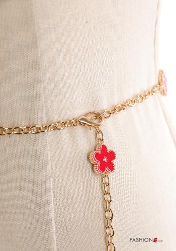Blumenmuster verstellbarer Gürtel mit kette - ph 2