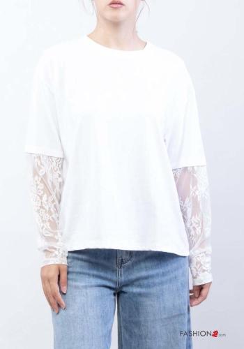 Camisola de mangas compridas em Algodão