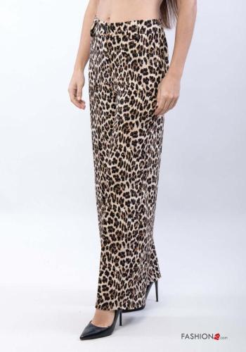 Pantalone wide leg Fantasia animalier con elastico - ph 1