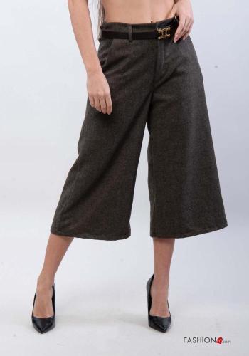 Hose aus Wollmischung mit Gürtel mit Reißverschluss mit Taschen mit Knöpfen