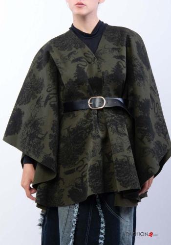 Poncho Imprimé animal avec ceinture à col en V
