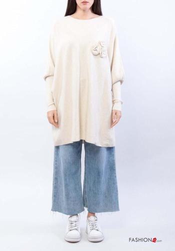 long sleeve crew neck puff sleeve long Sweater