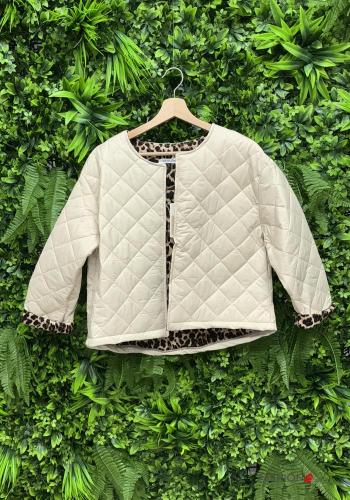 Blusão acolchoado manga comprida gola redonda