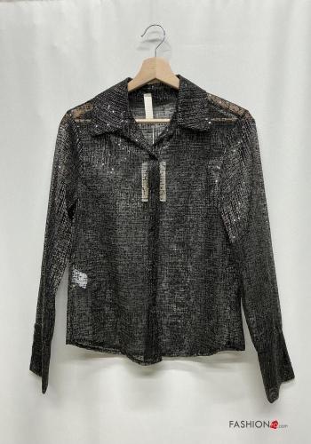 lange ärmel mit kragen Hemd mit Pailletten mit Knöpfen - ph 1