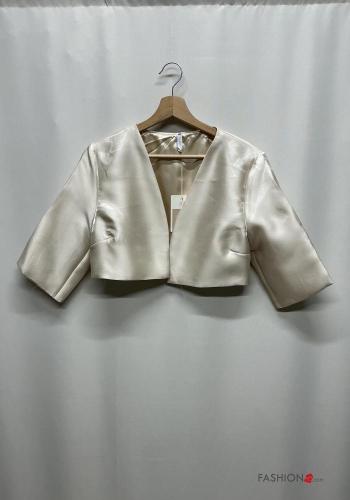 Bolero cetim curto manga três quartos