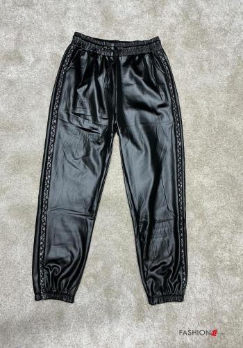 Pantalon faux cuir avec élastique - ph 1