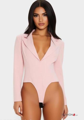 Body scollato sulla schiena maniche lunghe con colletto