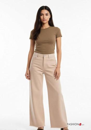 Vaqueros de Algodón wide leg con bolsillos con cremallera con botones