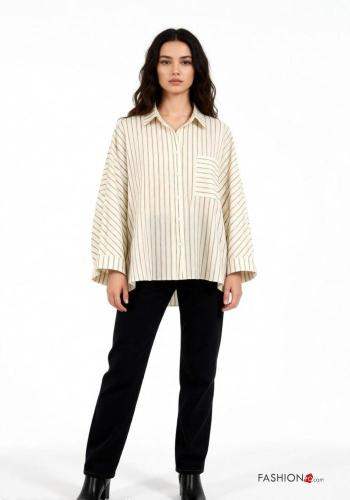 Camicia maniche lunghe con colletto Fantasia righe con bottoni con tasche - ph 1