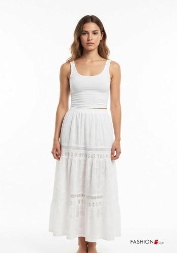 Gonna in Cotone pizzo Fantasia ricamata con balze con elastico