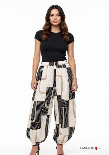 Pantalones de Algodón extra grande Estampado abstracto con elástico