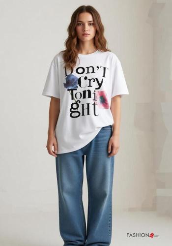 T-shirt in Cotone maniche corte girocollo Fantasia scritta