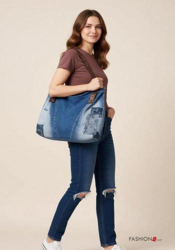 Denim Schultertaschen aus Baumwolle