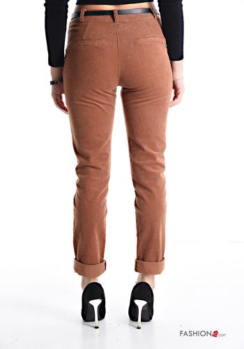 Pantalone in Cotone in velluto costine con cintura con tasche - ph 2