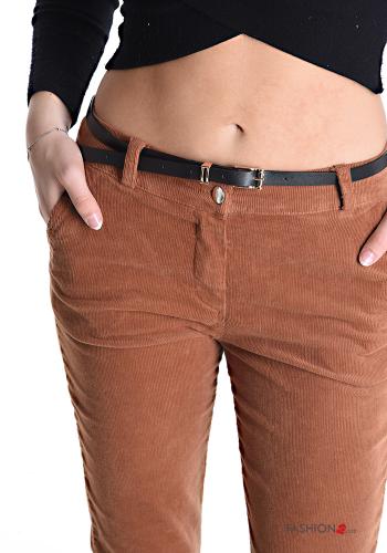 Pantalone in Cotone in velluto costine con cintura con tasche - ph 4