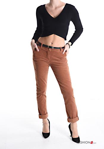 Pantalone in Cotone in velluto costine con cintura con tasche - ph 5