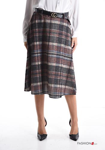 Gonna midi Fantasia tartan con cintura - ph 1