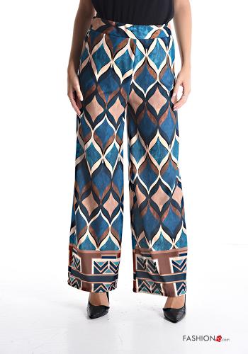 Pantalone wide leg Fantasia geometrica con elastico