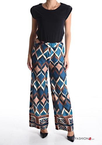 Pantalone wide leg Fantasia geometrica con elastico - ph 5
