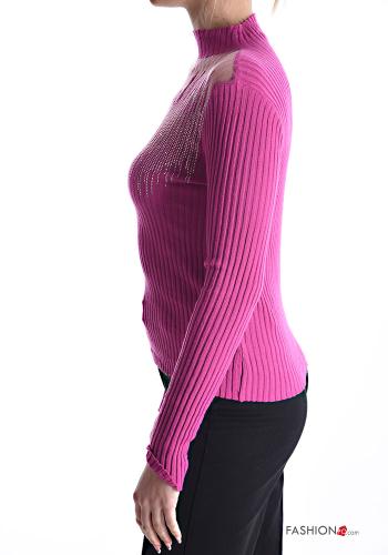 Maglione costine con strass - ph 3