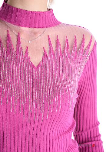 Maglione costine con strass - ph 4